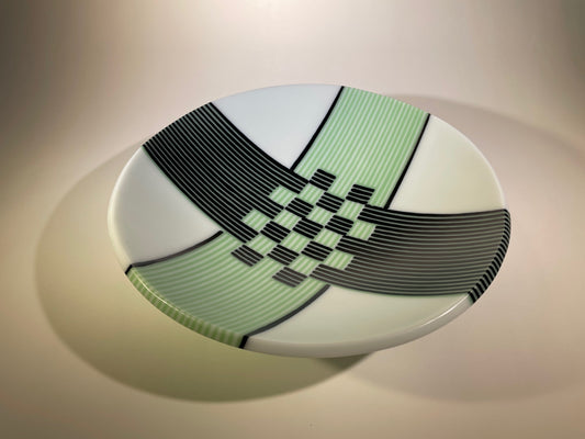 Green & Black Basketweave Bowl